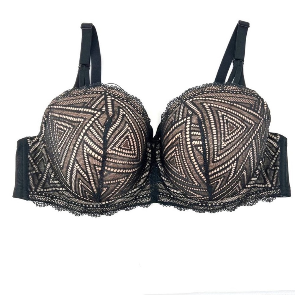 NWT Contour Plus Balconette Bra Kink Straps Black Triangles 40D Kink Starps